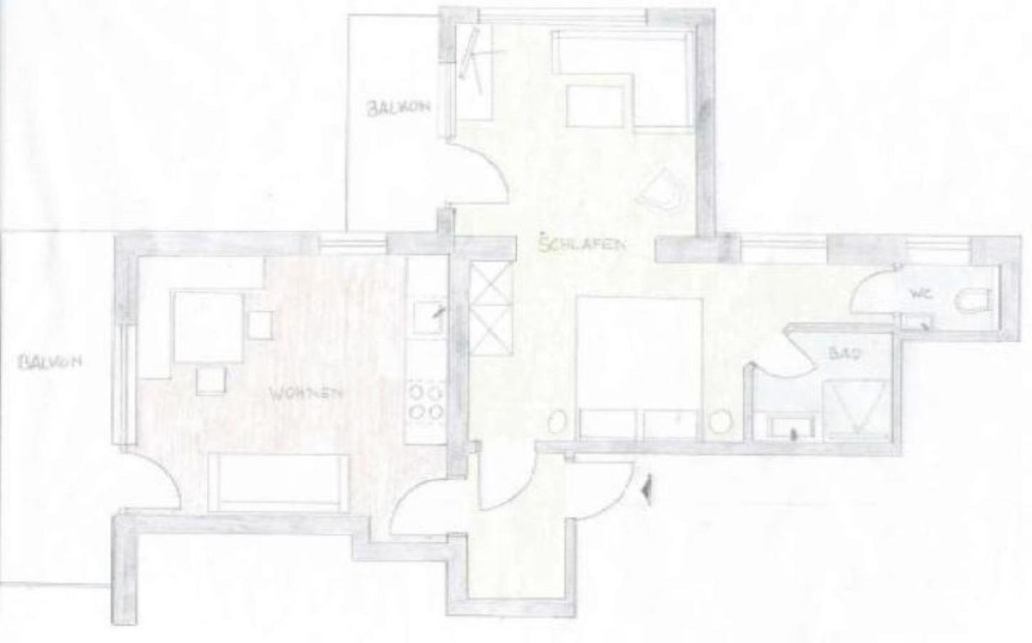 Apartment mit Gartenblick