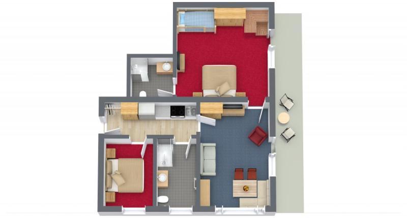 Apartment mit 2 Schlafzimmern und Sauna