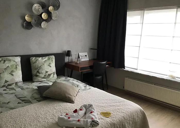 Guesthouse De Steenberg tweepersoonskamer met grote badkamer, kitchenette en tuinzicht op de eerste verdieping Geel